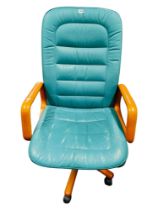 GREEN LEATHER OFFICE CHAIR