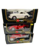 3 BOXED BURAGO LARGER SCALE MODEL CARS