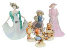 3 HUMMELL, LLADRO & 2 COALPORT FIGURES