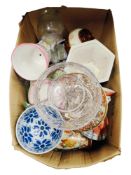 LARGE BOX OF VARIOUS ORNAMENTS AND GLASSWARE