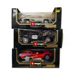 3 BOXED BURAGO LARGER SCALE MODEL CARS