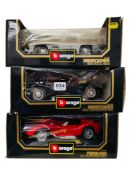 3 BOXED BURAGO LARGER SCALE MODEL CARS