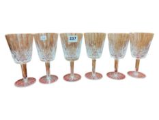 SET OF 6 WATERFORD CRYSTAL WINE GLASSES (1 HAS A CHIP)