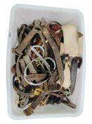 BOX OF OLD HORSE BITS & REINS