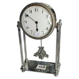 ART DECO PORTICO CLOCK - KEY & PENDULUM - GOOD WORKING ORDER