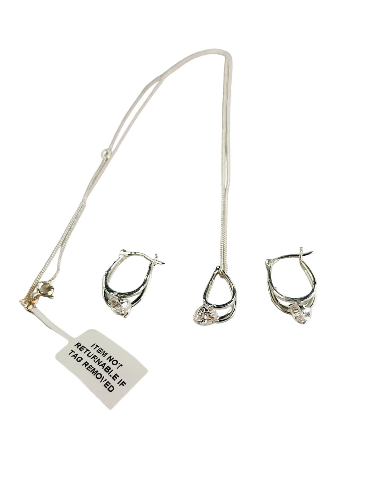 SILVER NECKLACE AND MATCHING PAIR OF EARRINGS