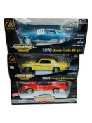 3 BOXED AMERICAN MUSCLE MODEL CARS
