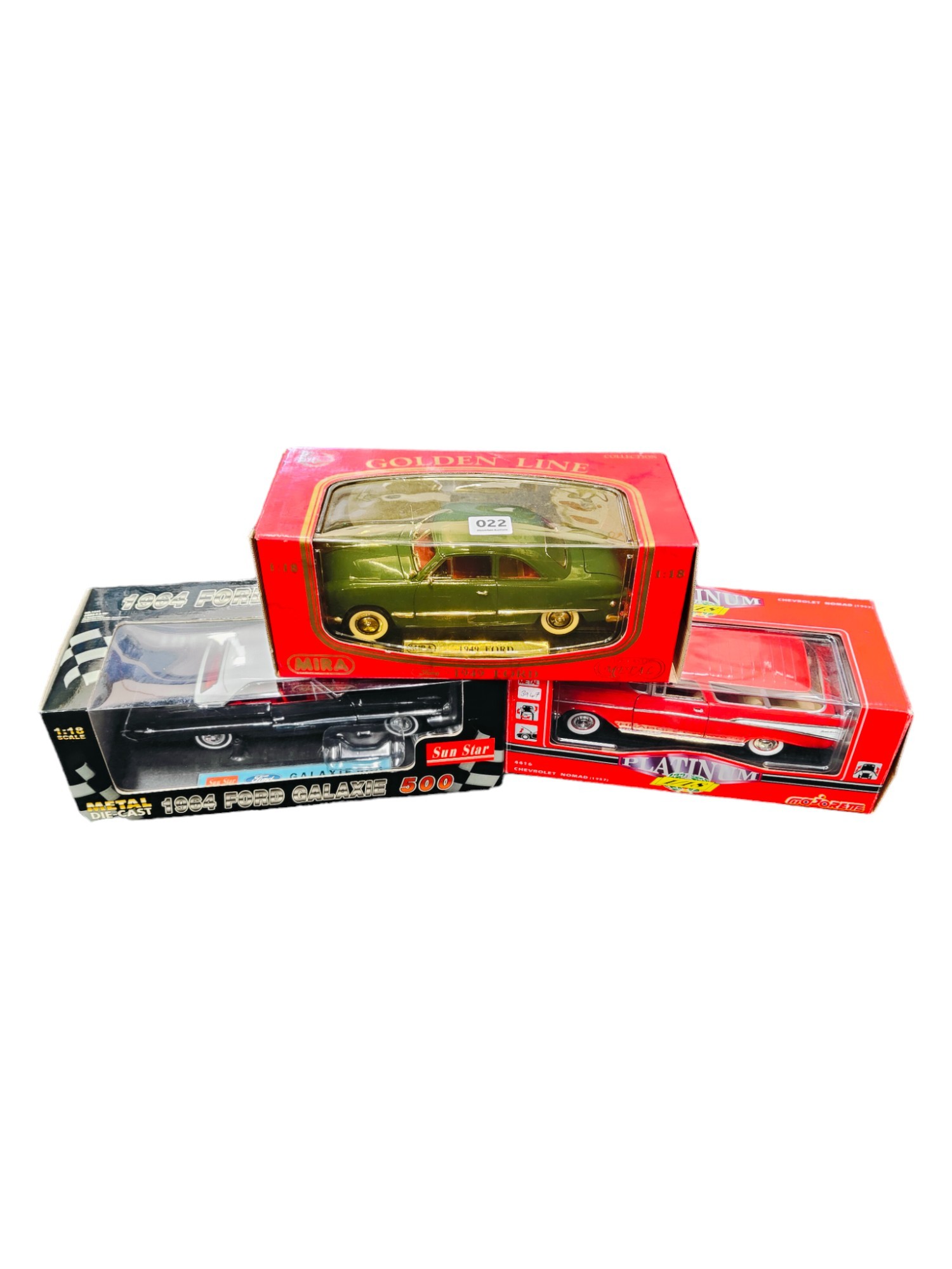 3 BOXED LARGER SCALE MODEL CARS