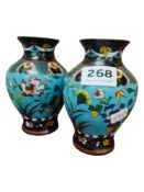 PAIR OF CLOISONNE VASES