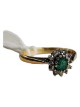 9 CARAT EMERALD AND DIAMOND RING