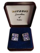 SILVER AMETHYST SET EARRINGS (BOXED)