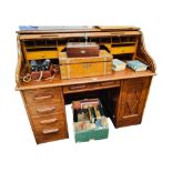 OAK ROLL TOP DESK