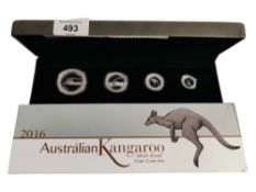 2016 AUSTRALIAN KANGAROO SILVER PROOF FOUR COIN SET IN BOX WITH CERTIFICATE