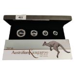 2016 AUSTRALIAN KANGAROO SILVER PROOF FOUR COIN SET IN BOX WITH CERTIFICATE