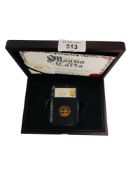 THE MAGNA CARTER GOLD PROOF £1 COIN ANNIVERSARY STRIKE 22 CARAT GOLD 7.98 GRAMS IN ORIGINAL BOX WITH