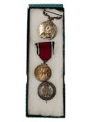 2 MEDALS & SILVER WAR SERVICE BADGE