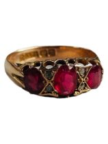 ANTIQUE 9 CARAT GOLD RUBY & DIAMOND RING