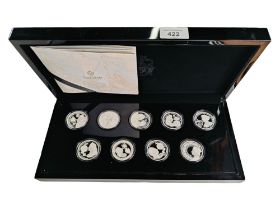 THE EAST INDIA COMPANY 'THE EMPIRE COLLECTION' 9 SILVER PROOF COIN SET IN BOX WITH CERTIFICATE