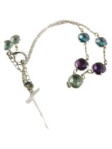 BLUE TOPAZ & AMETHYST COLOUR NECKLACE & EARRINGS