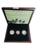 FOR KING & COUNTRY THREE COIN SILVER SET CASED WITH CERTIFICATE