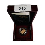 THE SOVEREIGN 2015 GOLD PROOF COIN WITH CERTIFICATES IN ORIGINAL BOX & SLEEVE