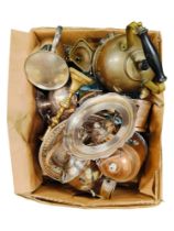 LARGE BOX OF EPNS, BRASS AND COPPER