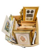 BOX OF OILS, WATERCOLOURS & PRINTS