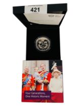 FOUR GENERATIONS OF ROYALTY 2018 UK £5 SILVER PROOF PIEDFORT COIN IN BOX WITH CERTIFICATE