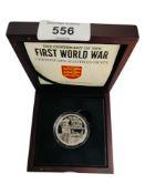 THE CENTENARY OF THE FIRST WORLD WAR JERSEY SILVER £5 COIN IN BOX WITH CERTIFICATES