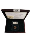 2017 BICENTENARY DATESTAMP GOLD SOVEREIGN IN ORIGINAL BOX WITH CERTIFICATES