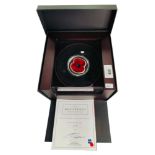 THE 2017 MASTERPIECE SILVER 5 OZ POPPY COIN IN BOX WITH CERTIFICATE