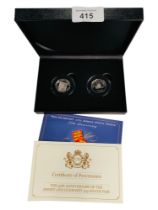 THE 50TH ANNIVERSARY OF THE JERSEY AND GUERNSEY 50p SILVER PAIR IN BOX WITH CERTIFICATE
