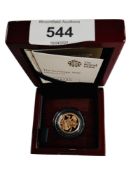 THE SOVEREIGN 2018 GOLD PROOF COIN IN ORIGINAL BOX WITH CERTIFICATES & SLEEVE