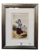 ORIGINAL VICTORIAN WATERCOLOUR GIRL WITH PICTURE 14CM X 10CM