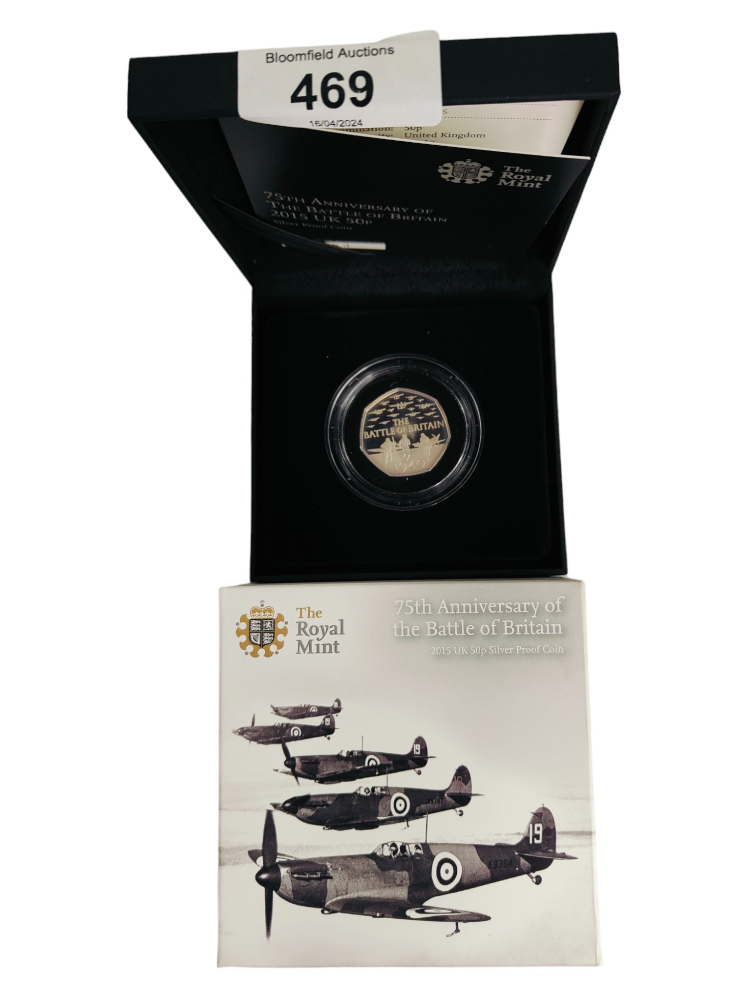 75TH ANNIVERSARY OF THE BATTLE OF BRITAIN 2015 UK 50p SILVER PROOF COIN WITH BOX & CERTIFICATE