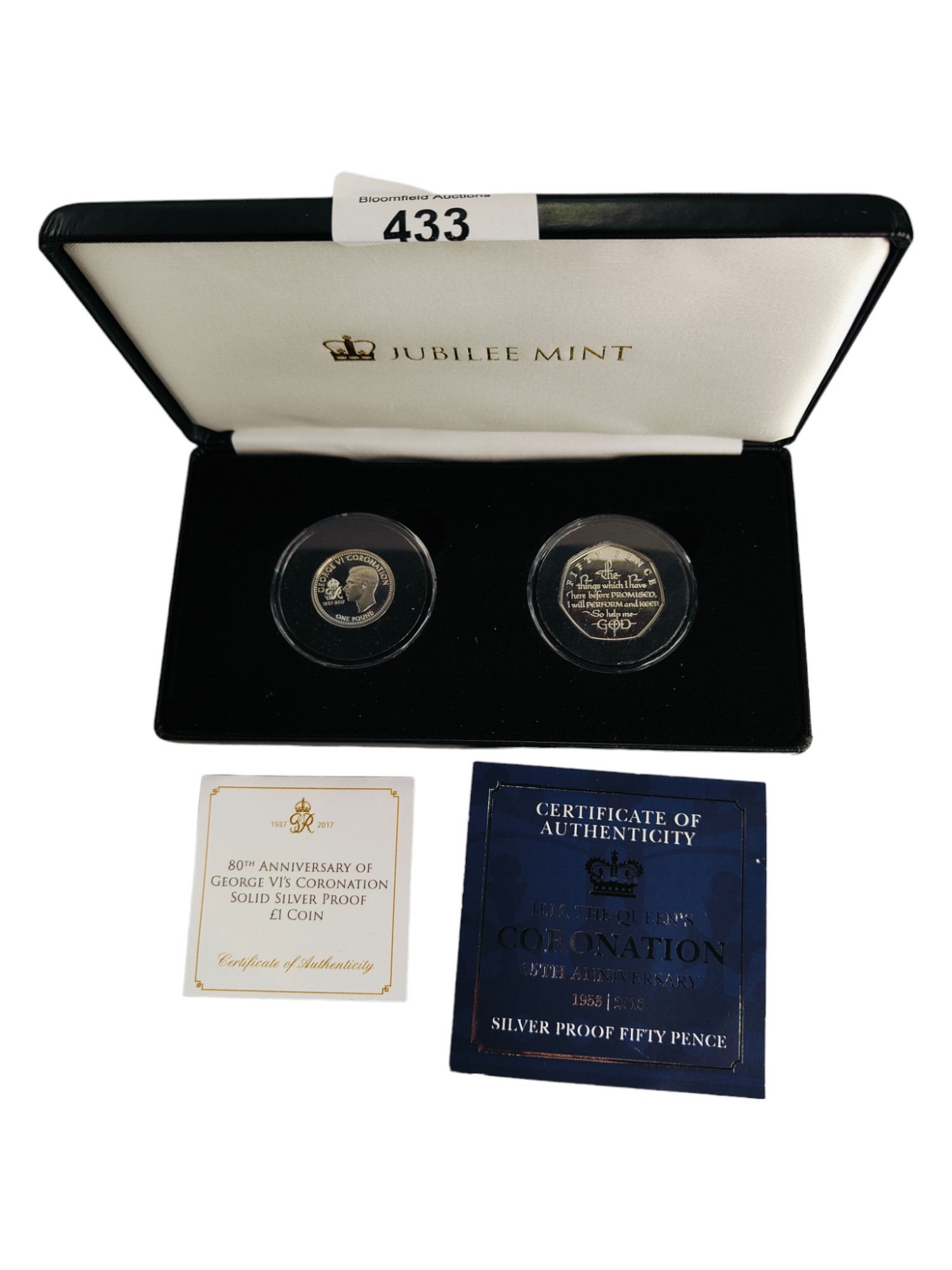 80TH ANNIVERSARY OF GEORGE VI's CORONATION SOLID SILVER PROOF £1 COIN & H.M THE QUEEN'S CORONATION