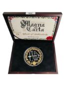 THE 8OOTH ANNIVERSARY OF THE MAGNA CARTA SILVER 10 OZ COIN IN BOX WITH CERTIFICATE