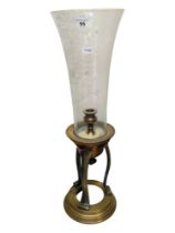 TALL BRASS CANDLE STICK WITH GLASS SHADE