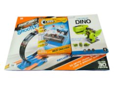 RACING TRACK SHOOTERS, CONNEX & 4 IN 1 SOLAR DINO TOYS