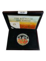 BATTLE OF THE SOMME CENTENARY 5 OZ SILVER PROOF COIN IN BOX WITH CERTIFICATE