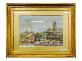 I.MOORE ARHA VICTORIAN WATERCOLOUR - EARLS BRIDGE 1861 50CM X 37CM