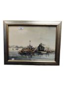 SYDNEY VALE F.R.S.A. 1916-1991 - WATERCOLOUR - LONDON DOCKS 37CM X 27CM