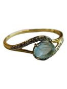 9 CARAT GOLD AQUA MARINE & DIAMOND RING