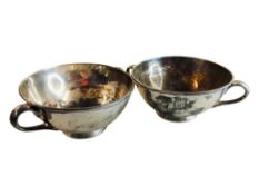 2 X SILVER DOUBLE HANDED BOWLS HALLMARKED FOR LONDON 579.54G
