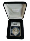 SILVER EAGLE INAUGURAL STRIKE IN BOX WITH CERTIFICATE