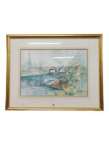 WILLIAM CUNNINGHAM - WATERCOLOUR - SWANS ON RIVER 50CM X 35CM