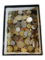 BOX OF MISCELLANEOUS FOREIGN COINS
