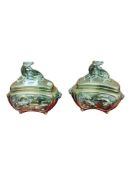 PAIR OF ANTIQUE BRONZE TEMPLE INCENSE BURNERS