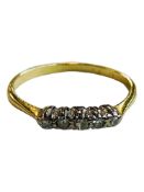 ANTIQUE 18 CARAT GOLD AND 5 STONE DIAMOND RING