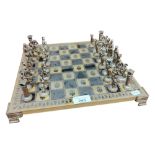 GREEK METAL CHESS SET AND BOARD